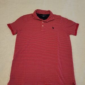 U.S. Polo Assn. Red and White Striped Polo Shirt